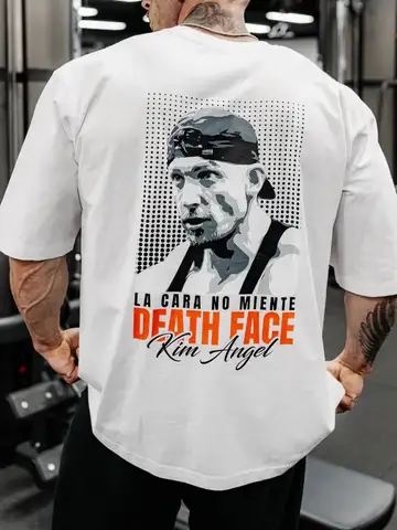 Agongym camiseta masculina de algodão, casual, manga curta, academia, fitness, corrida, gola redonda, kim anjo, death face, musculação, camisetas