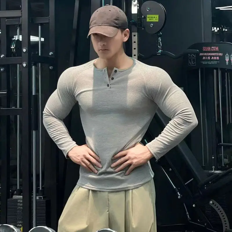 2026 Cleanfit Black Henry Neck Sweater Men's Spring Autumn Long Sleeve T-Shirt Premium Inside Bottom Shirt Harajuku Men Clothing