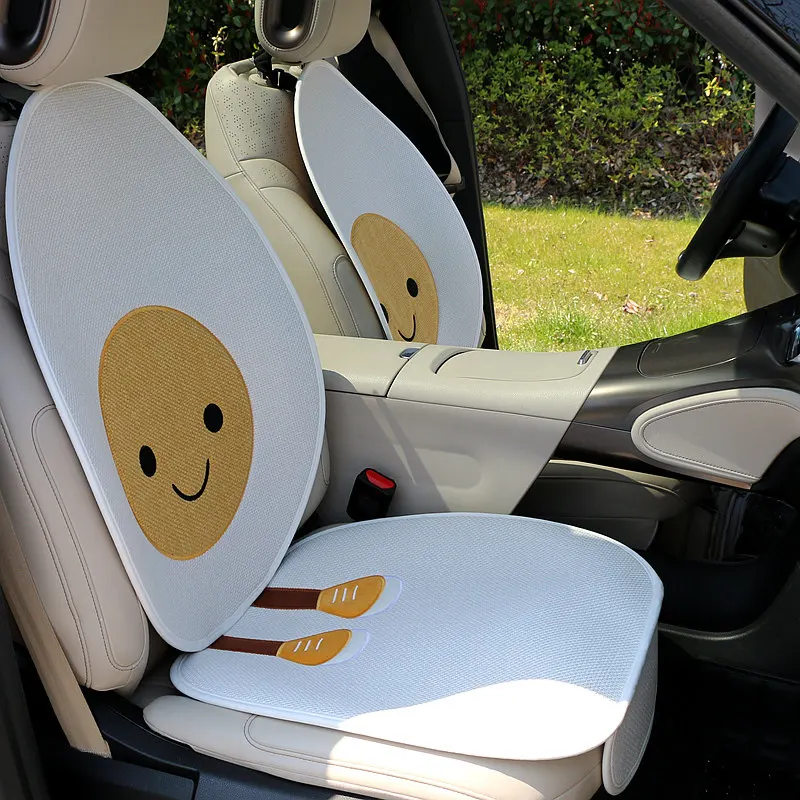 Fun and Creative Cute Cartoon Cotton - Linen Car Seat Mat, All - Season Single - Seat Pad for Women