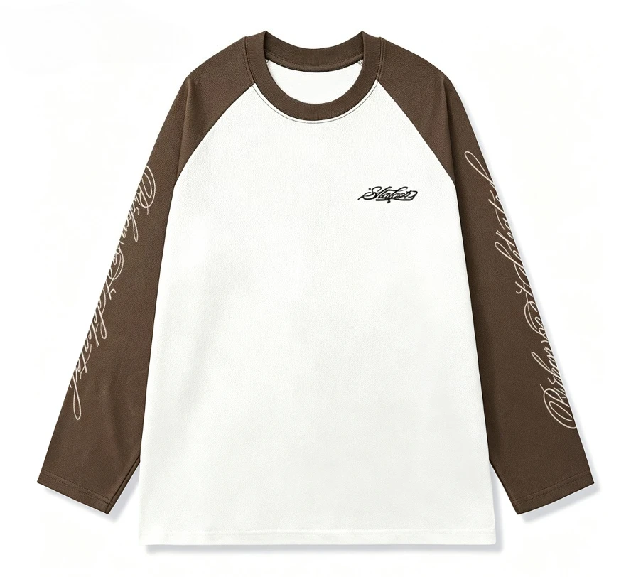 Shoulder long sleeved T-shirt unisex black and white shoulder T-shirt West Coast street wear 3D printed casual top unisex