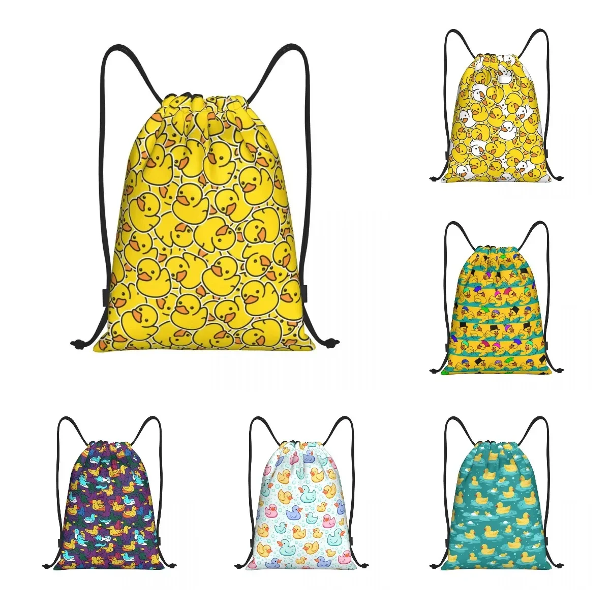 Custom Yellow Ducks Drawstring Bags for Shopping Yoga Backpacks Men Women Cartoon Sports Gym Sackpack