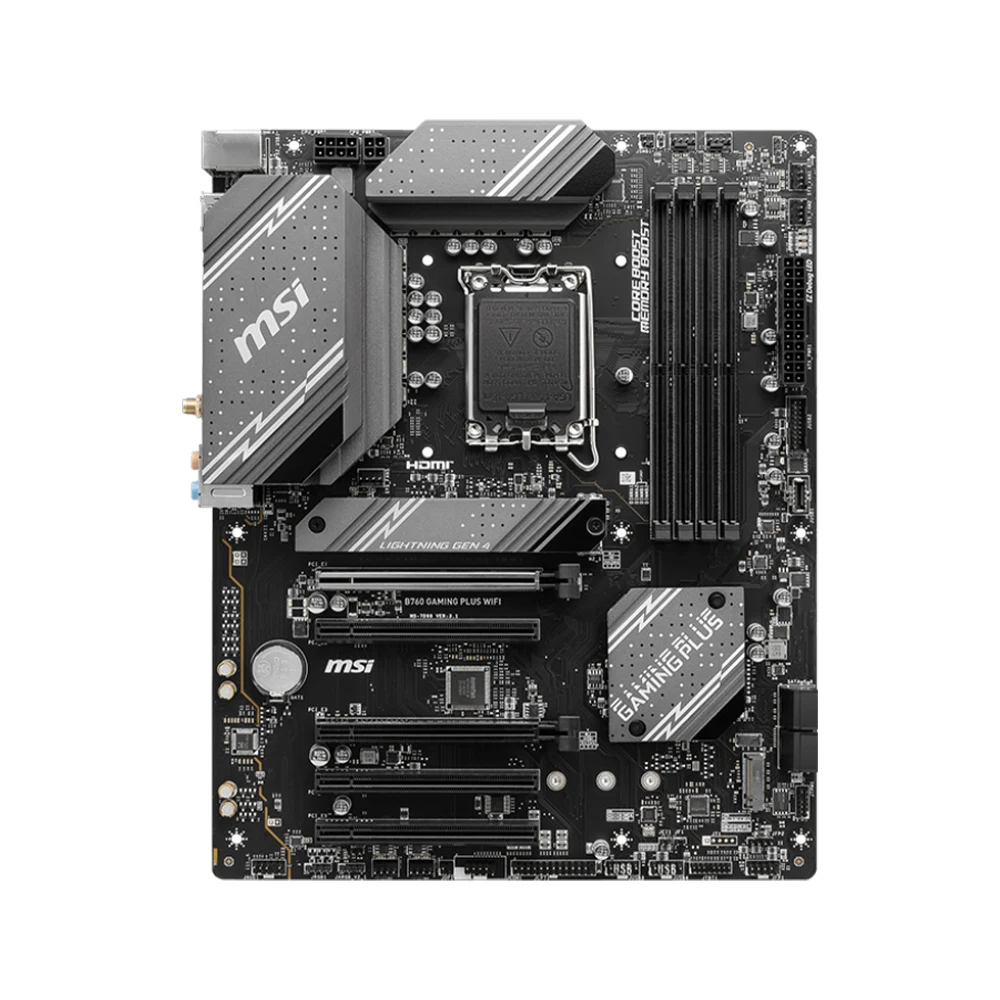 MSI B760 GAMING PLUS WIFI Motherboard Support LGA1700 i9-12900KS i7-12700F i5-12500 CPU, INTEL B760 chipset, 4xDDR5, 2xM.2, ATX.