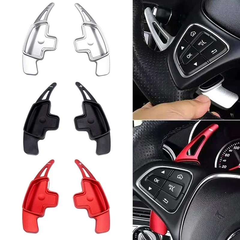 

Car Steering Wheel Paddle Shift Metal Decoration Trim For Mercedes Benz 2015-2018 C class w205\2016-2018 E class W213\GLC