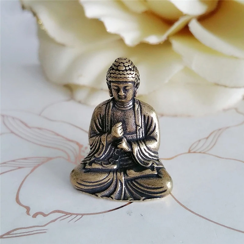 Seated Buddha Statue Brass Mini Buddha Shakyamuni Ornaments Buddhism Meditating Home and Garden Decorative Sculpture Figurines