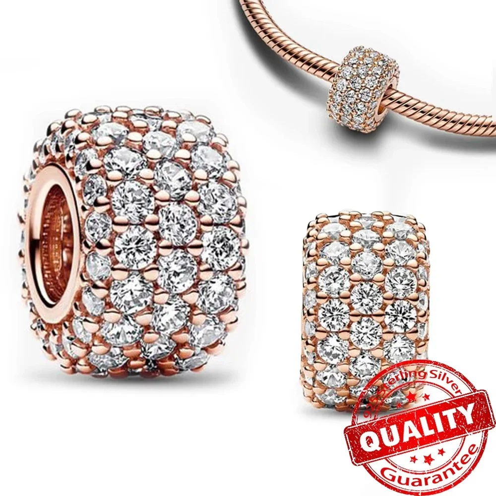 Original 925 Sterling Silver Rose Gold Charms Snowflake Heart Fish Earrings Beads For Necklace DIY Bracelet Present Jewellery