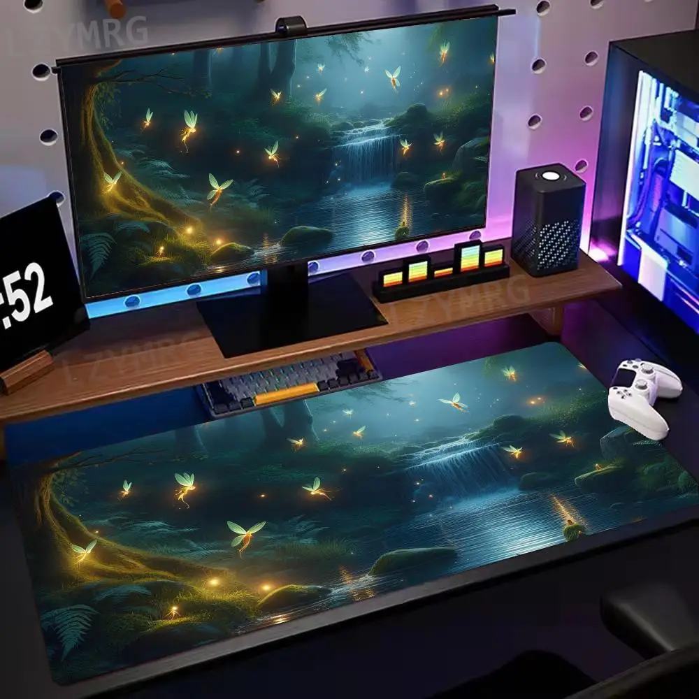 لوحة ماوس ماجيكال فورست فيري كبيرة من المطاط المضاد للانزلاق ملحقات مكتب الكمبيوتر لوحة ماوس للمكاتب وألعاب لوحة المفاتيح حصيرة ديكور