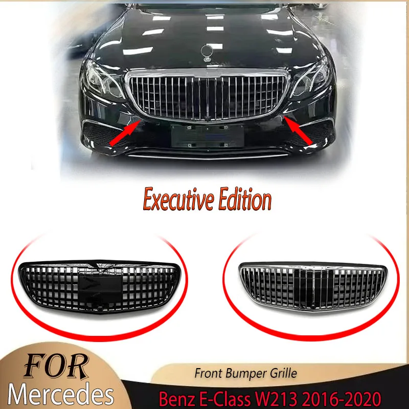 Front Bumper Grille for Mercedes Benz E-Class W213 2016-2020 Executive Edition Refit Radiator Mesh Overlay Racing Grill Body Kit