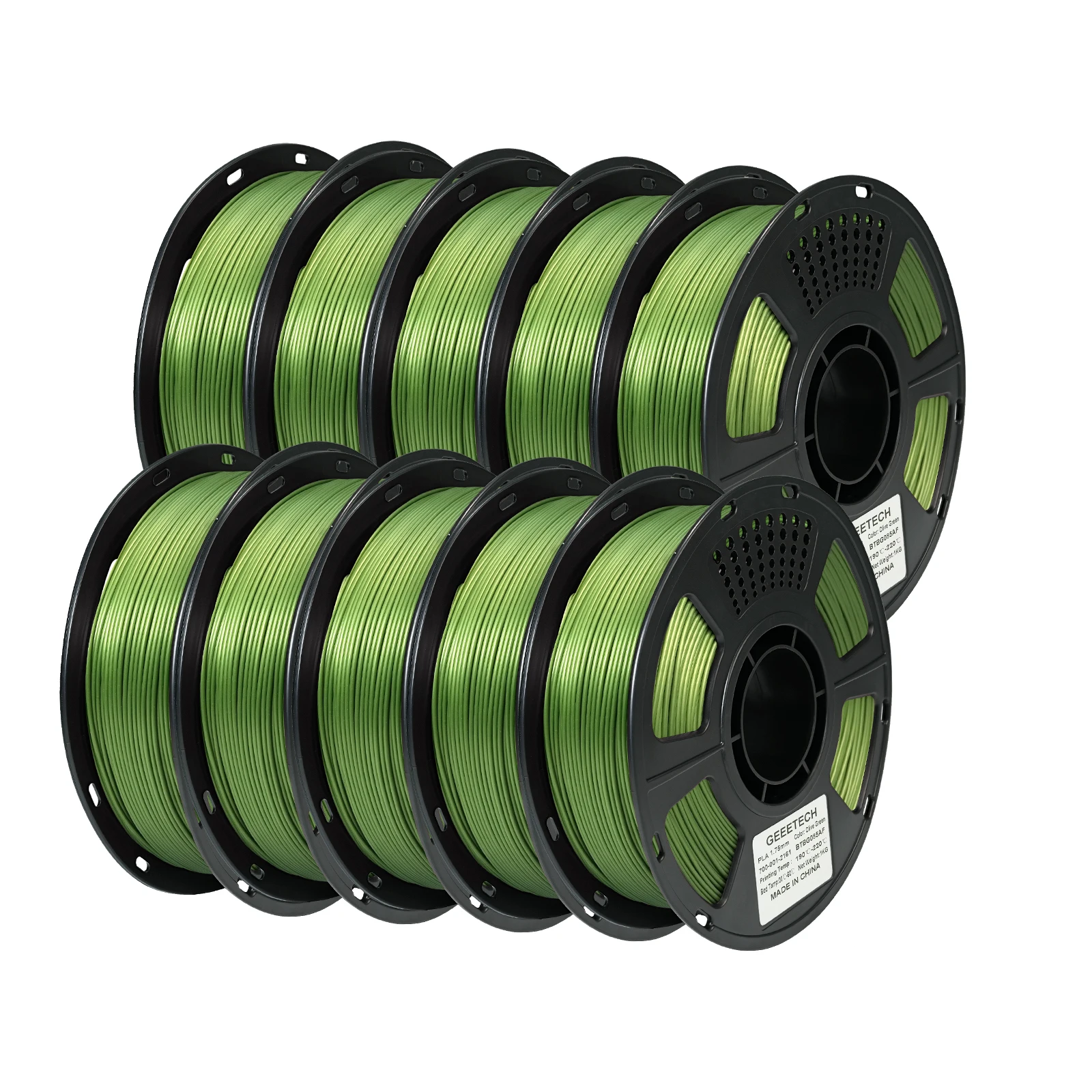 Filamento PLA 3D GEEETECH 10KG 1.75mm 1kg per Rotolo, Materiale per Stampa 3D ad Alta Precisione Senza Bolle per Stampante FDM