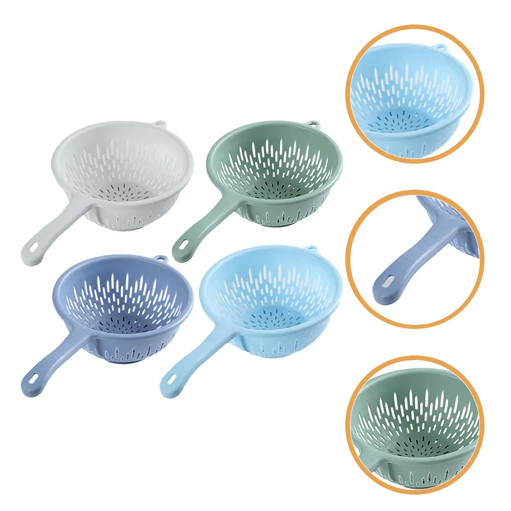 

4 pcs Handheld Drain Colander Strainer Compact Plastic Washing Sieve For Vegetable Fruit Food Cleaning Kitchen Tool