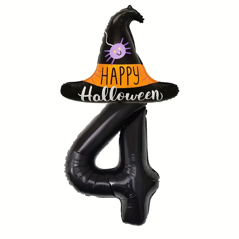 Halloween Schwarzer Hexenhut-Ballon mit 32-Zoll Schwarzen Zahlenballons Halloween-Themen Geburtstagsdekoration Hintergrundballons – Detail 6