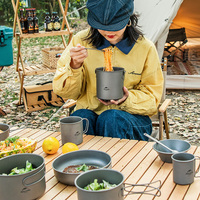 Naturehike Lightweight High Strength Titanium Cookware Outdoor Camping Pot Portable Frying Pan Self-cleaning Function Cookware