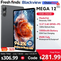 Blackview MEGA 12 Tablet 5G Dimensity 7200 CPU 12.2