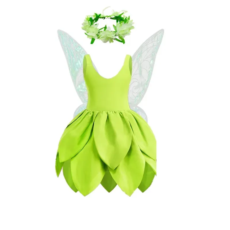 

Girl Baby Tinker Bell Green Fairy Dress Kids Kindergarten Stage Performance Outfits Children Luxury Elf Cosplay Costume Gift