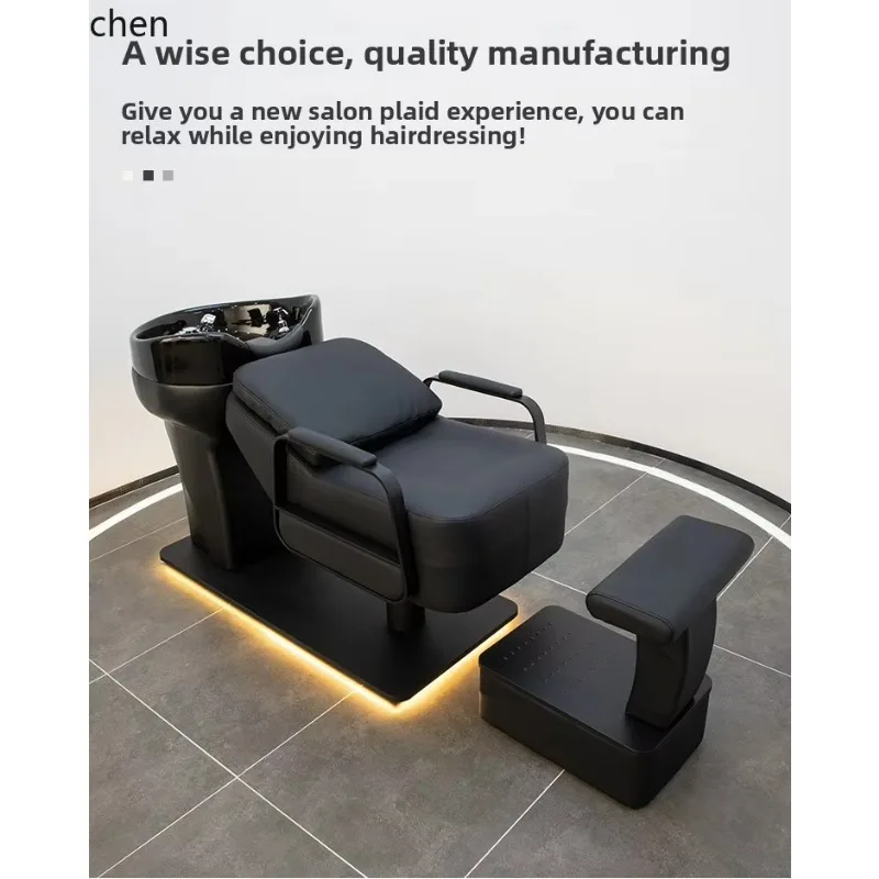 YFY  Hair Salon Shampoo Bed Barber Shop Special Shampoo and Rinse Bed Ceramic Large Basin