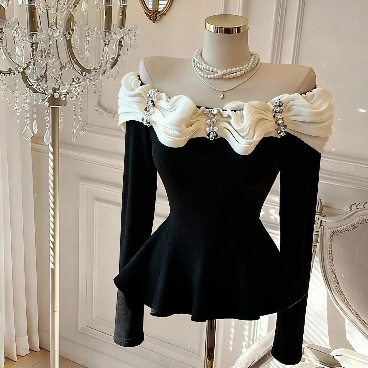 멋진 긴 소매 원숄더 베이스 셔츠 여성 패션 가을 겨울 단색 티셔츠 아름다운 이너웨어 베이스 셔츠