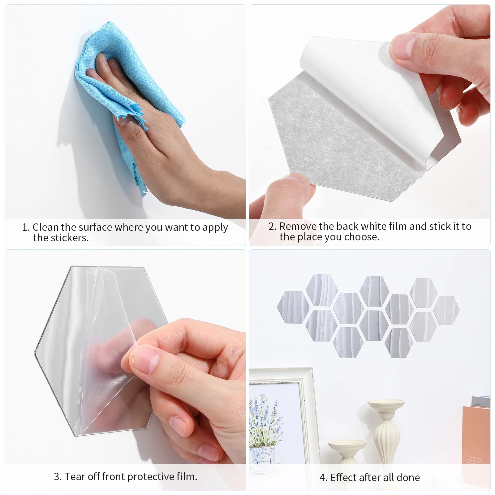 36 Uds pegatinas de pared adhesivo acrílico Hexagonal decoración de azulejos de cerámica calcomanías de espejo hombre