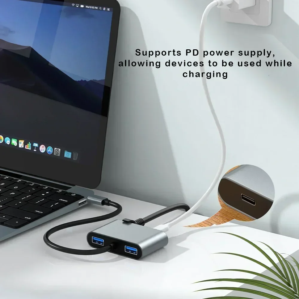 Adattatore di rete LAN Ethernet 1000Mbps Adattatore Gigabit USB C da tipo C a RJ45 Porte PD tipo C da 60 W e 2 porte USB 3.0