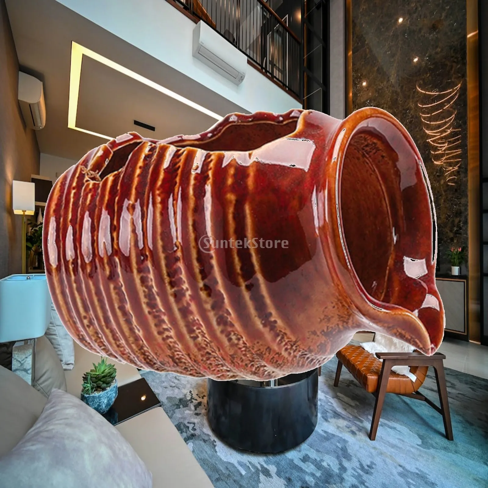 Decorative Ceramic Water Clay Pot Fountain Jar Plant Flower Hydroponic Vase for Room Garden Betta Hideout