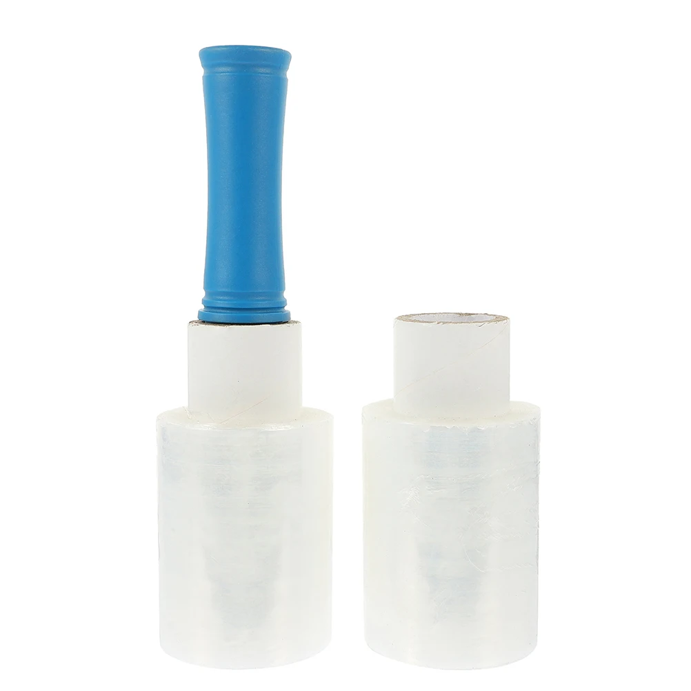 

1 set 1 Set Hand Stretch Film Ergonomic Handle 10Cm X 150M Clear Heavy Duty Roll For Packing Moving Furniture Logistics Reusable