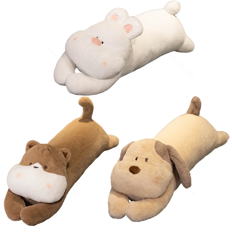 

90cm Cartoon Lying Bunny Plush Long Pillow Kawaii Pug Cat Puppy Stuffed Soft Animals Sleeping Pillow Cushion Cute Soft Kids Toys