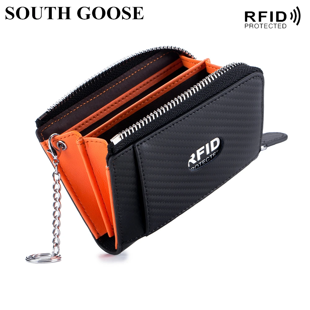 

Fashion Coin Purses Unisex Carbon Fiber Grain Leather Wallets RFID Blocking Men ID Credit Card Holder Women Portable Money Bag