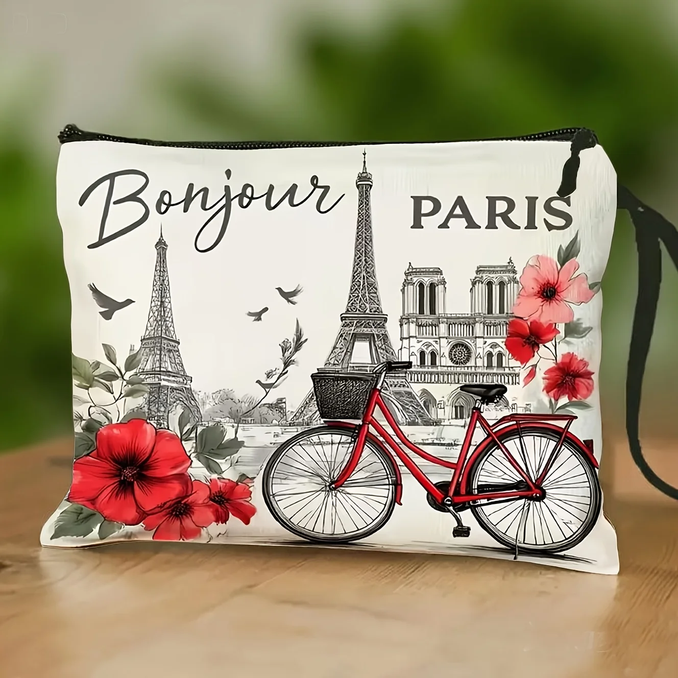 A fashionable bicycle pattern cosmetic bag-cute multifunctional zipper handbag, jewelry storage bag