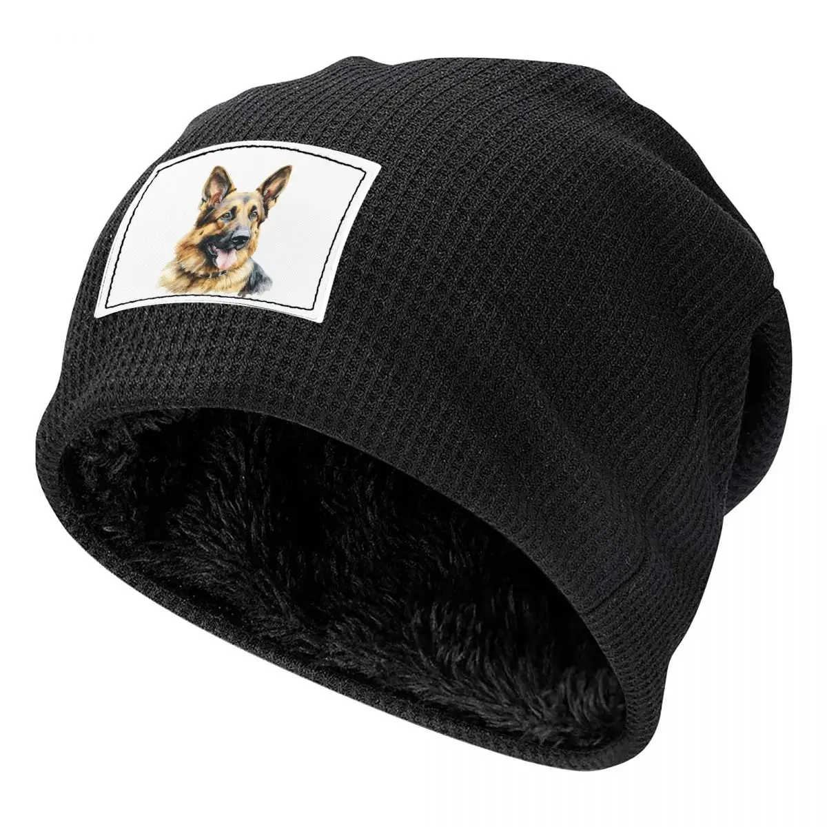Watercolor German Shepherd Unisex Adult Beanies Caps Fleece-Lined Bonnet Hat Warm Hip Hop Autumn Winter Outdoor Skullies Hats