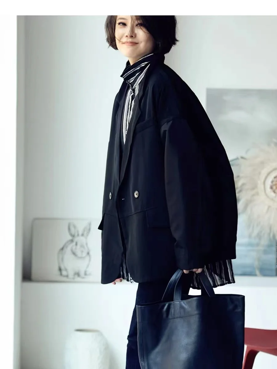 

Women's Loose Fit Suit Jaet 2024 Spring Trendy Splicing Versatile High-End Feel ort Outerwear Casual Sle