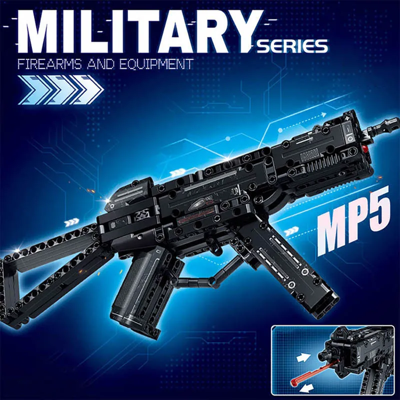 Military MOC M2 Machine Gun Sniper Rifle K98 MP5 AK47 M4A1 Gatling Gun Building Blocks DIY UZI Weapon Bricks Toys For Kids Gifts