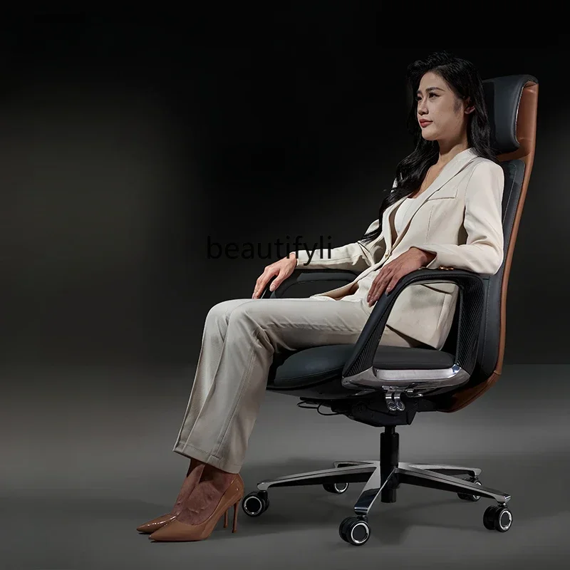 

Hot sales Light Luxury Boss Leather Office Chair President's Office Large Class Sedentary Comfortable Business Computer Chair