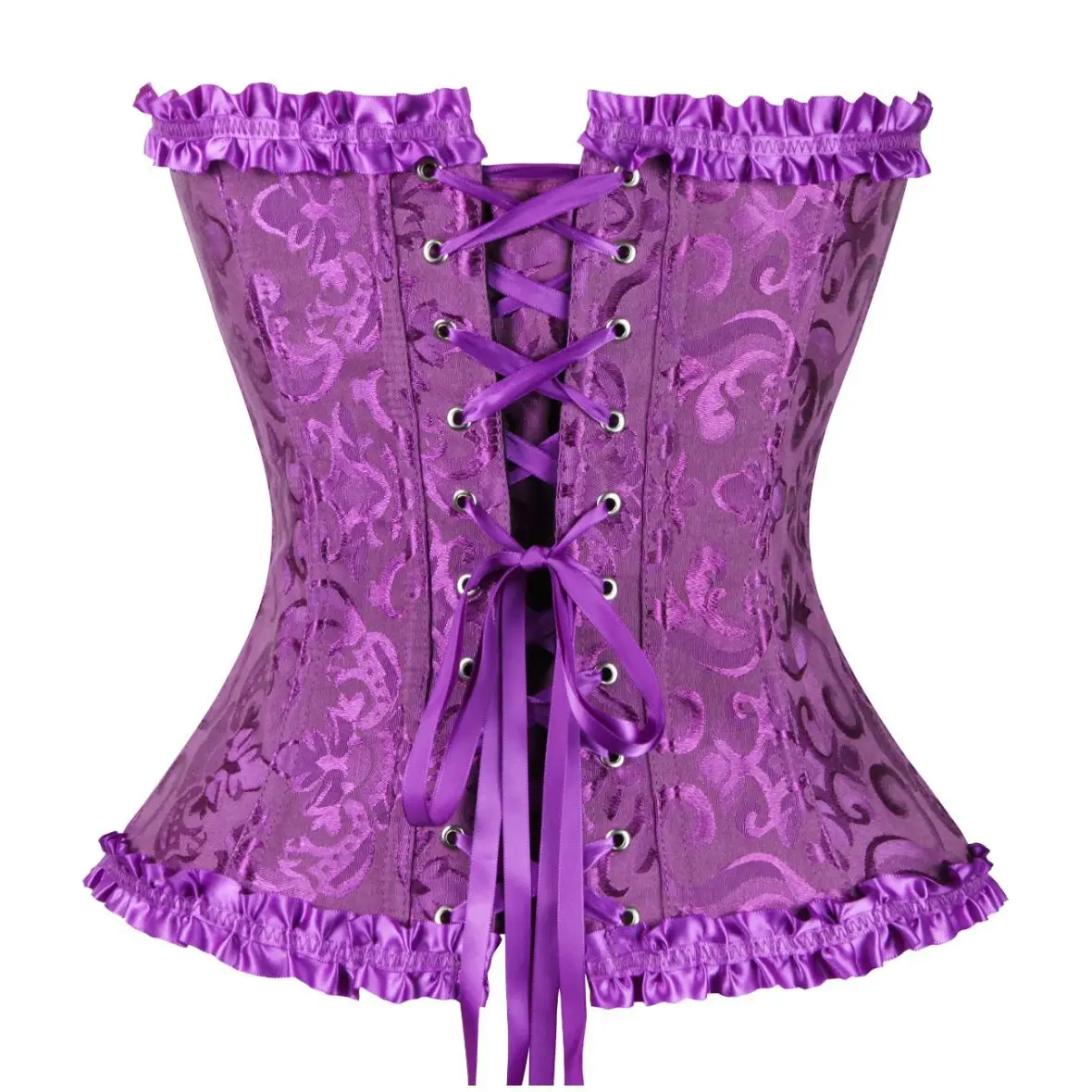 Women Vintage Victorian Overbust Corset Tops Gothic Lace-up Boned Bustier Shapewear Slimming Waist Shaping Korset Lingerie