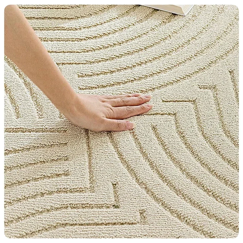 RTS Area Rug Non-Shedding Carpet Geometric Diamond High-Low Pile Textured Stain Resistant Indoor Area Rug for Living Room