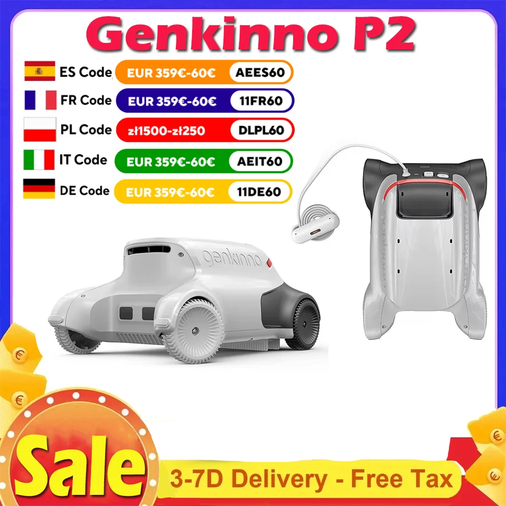 Genkinno P2 Cordless Robotic Pool Vacuum Cleaner, 70W Suction 120 Mins Runtime, AdaptiveNav Path Planning AdaptiveSuc Technology