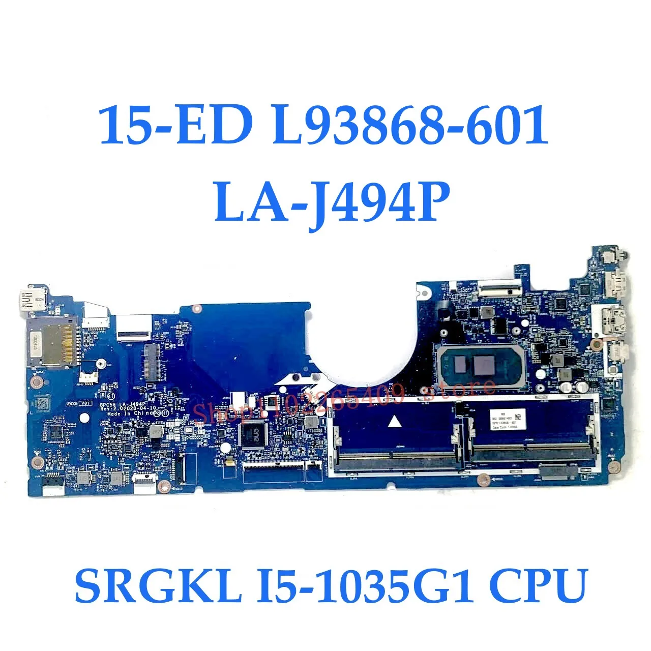 L93868-601 L93870-601 L93872-601 Carte Mère Pour HP X360 15-ED Ordinateur Portable LA-J494P Avec I5-1035G1 / I7-1065G7 CPU 100% Test