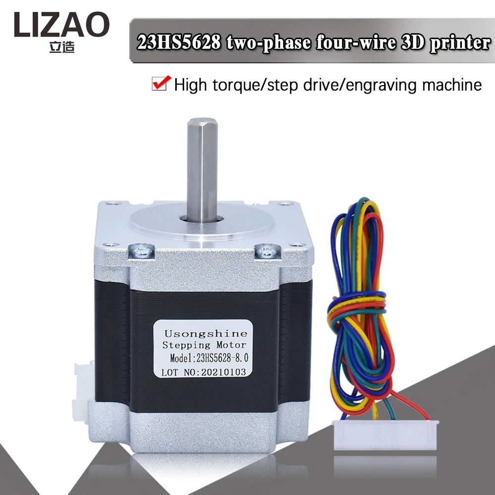 Nema23 23HS5628 4 Wire Stepper Motor 56mm 2.8A 165Oz-in 6.35mm/8mm Shaft Fit TB6600 Driver For CNC Laser Plasma Cutting Machine