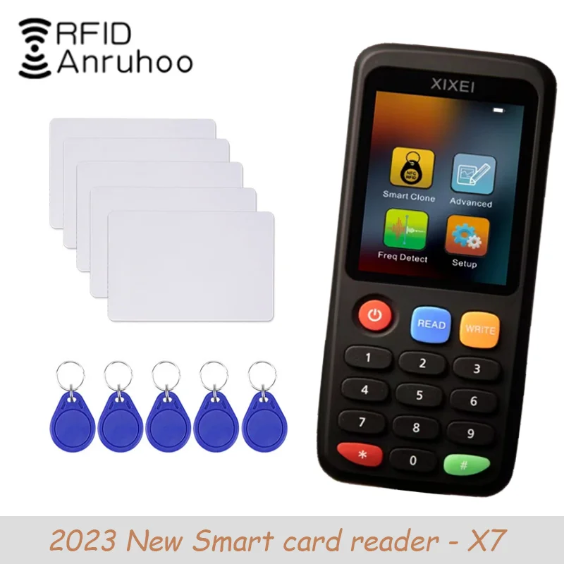 Nuevo lector de tarjetas inteligentes Rfid X7 125khz copiadora de insignias 13,56 mhz Nfc decodificador duplicador Ic Id Chip Tag clon Ntag213 215 escritor de llaves