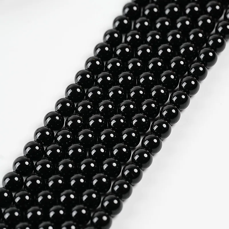 1 Strang 4/6/8/10/12mm Naturstein Schwarzer Onyx Achat Perlen Runde Lose Perlen für Bastelarbeiten DIY Nähen Kleidungszubehör – Detail 3