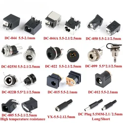 10PCS DC Power Jack Socket DC-044  5.5*2.1mm 5.5*2.5mm Male Female Connector DC-050 Screw Nut Panel Mount Soldering Waterproof