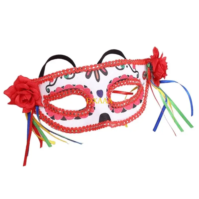 DXAA Halloween Party Mask Gedetailleerd bloemenpatroon vakmanschap voor vrouwen en meisjes