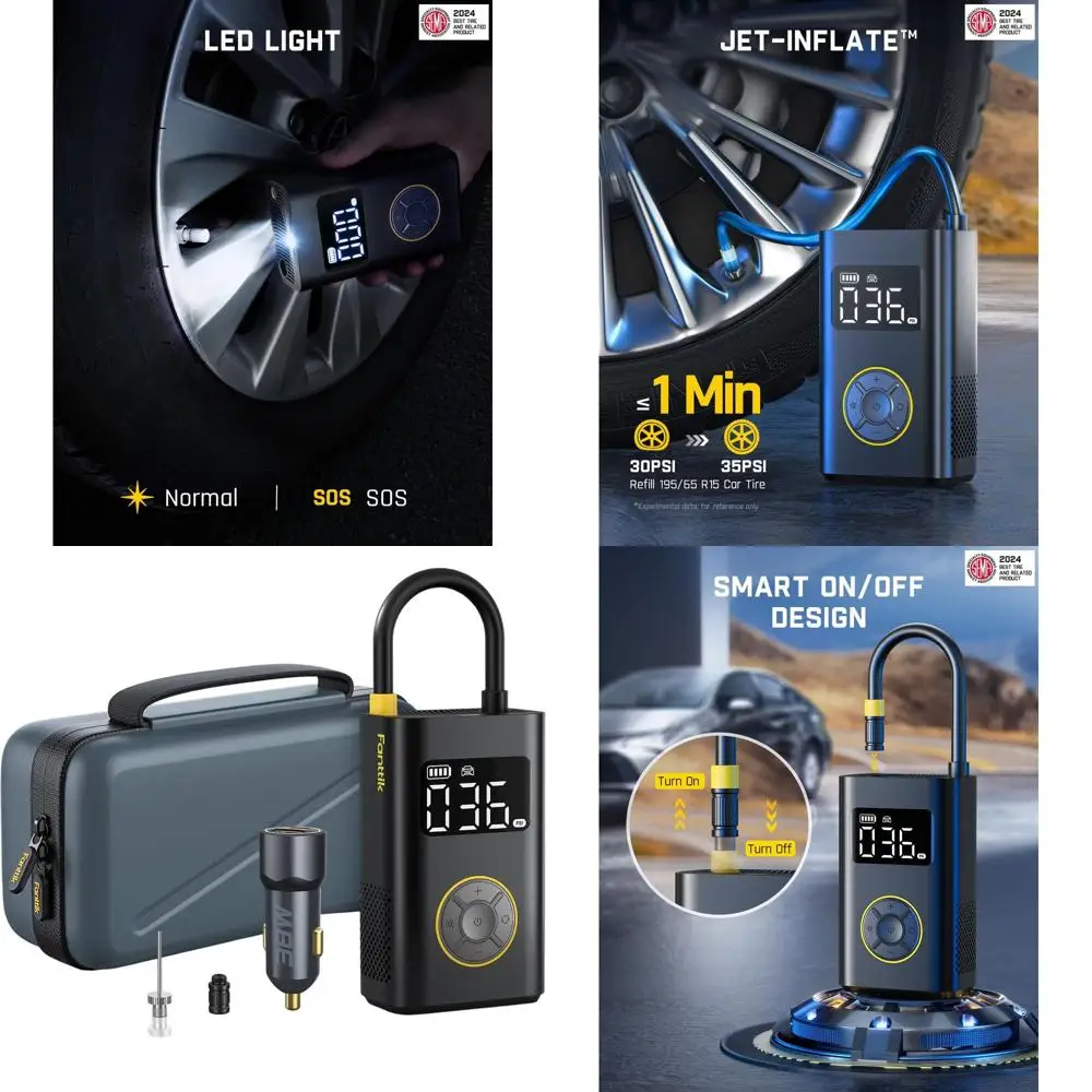 

Compact Car Tire Inflator Pro X9, Rapid 1-Minute Air Pump with Digital Gauge, 150PSI Compressor for Vehicles and Inflatables