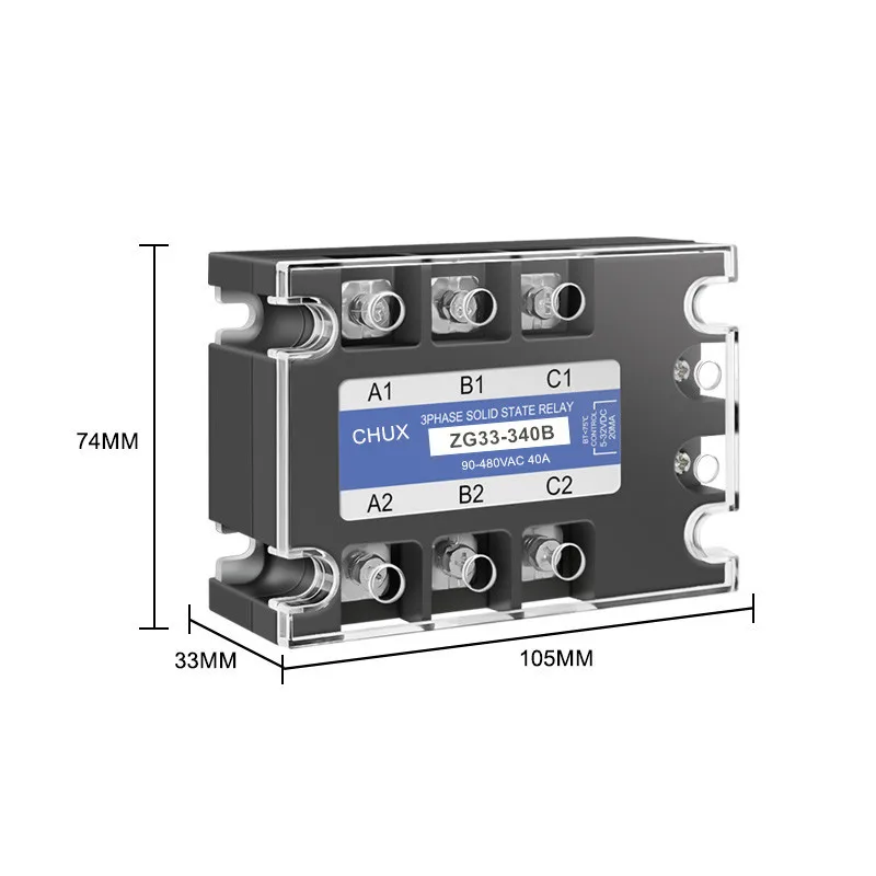 CHUX  Three Phase  Solid State Relay SSR 40A  3-32VDC Control  90-480VAC  DC-AC  ZG33-340B