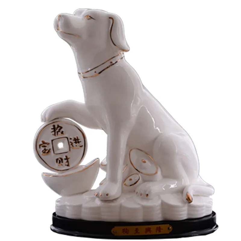 Living room decorations are minimalist, modern tabletop white ceramics attract wealth, zodiac animals, puppies, home furnishings