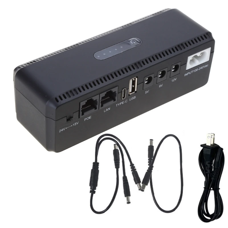 

Standby UPS System, DC5V 9V 12V, 8 Outlets, USB Type C Charging Ports, Compact, Black Uninterruptible Power Supply N2UB