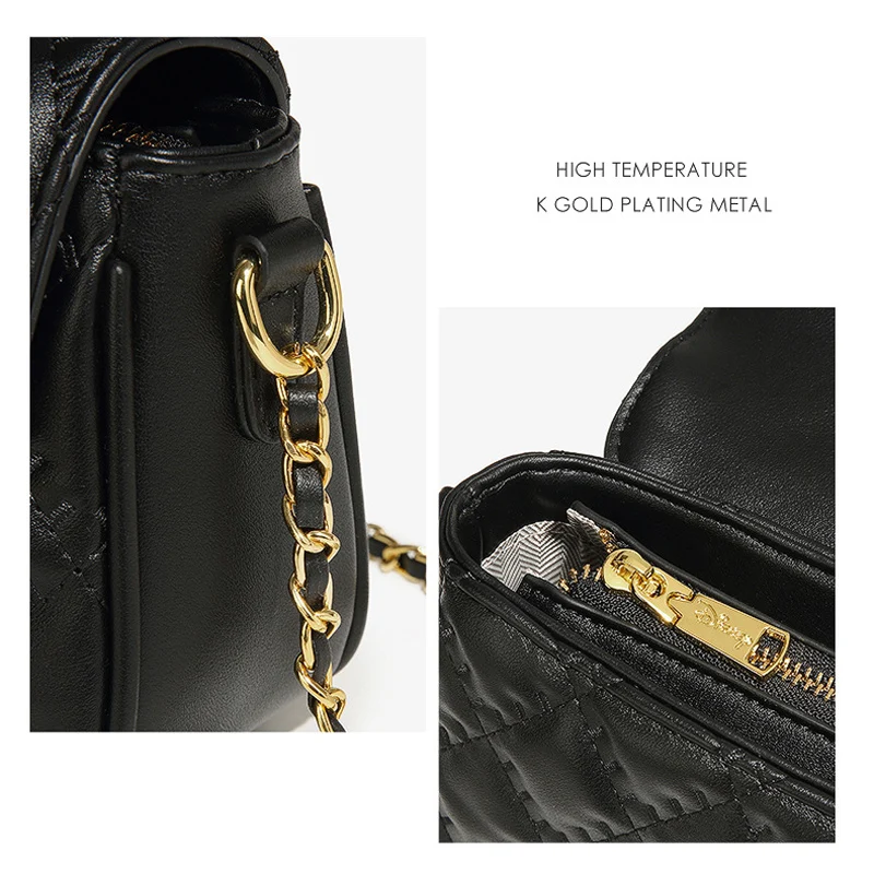 ديزني بلون ميكي بنات حقيبة الماس منقوشة سلسلة حقيبة مربعة كتف واحد قطري حقيبة كروس هدية عيد ميلاد #5