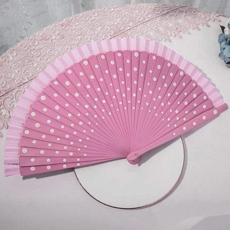 

Fashionable Flamenco Spanish Fan Elegant Hand Fan Vintage Dots Pattern Folding Fan Costume Parties Decorations