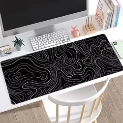 1Pcs Gaming Mouse Pad Large Keyboard Pad 31.5 x 11.8in Topographic Mouse Pad Black and White Mouse Pad for Keyboard with Anti-S