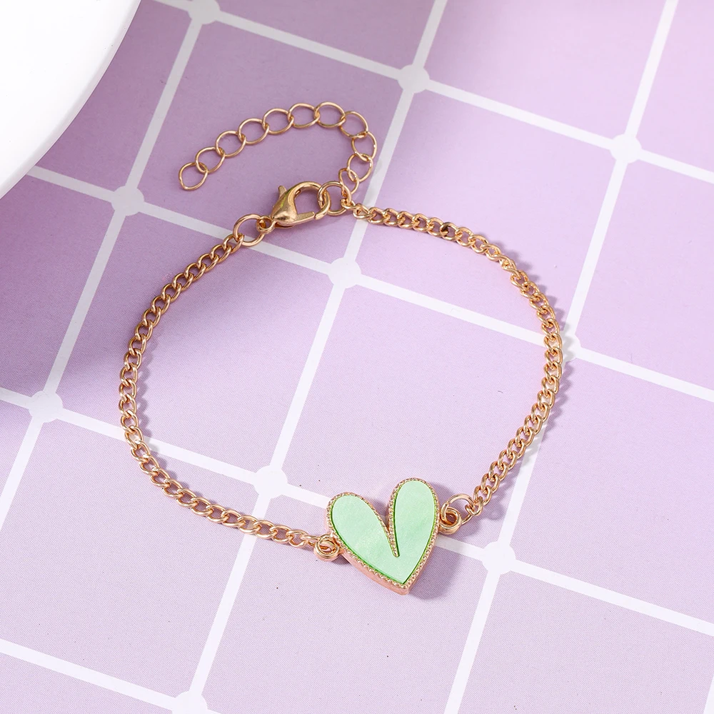 Aihua 10 Farben Modisches Neues Design Vergoldetes Herz-Armband für Frauen und Mädchen Süße Herz-Schmuckgeschenke – Detail 3
