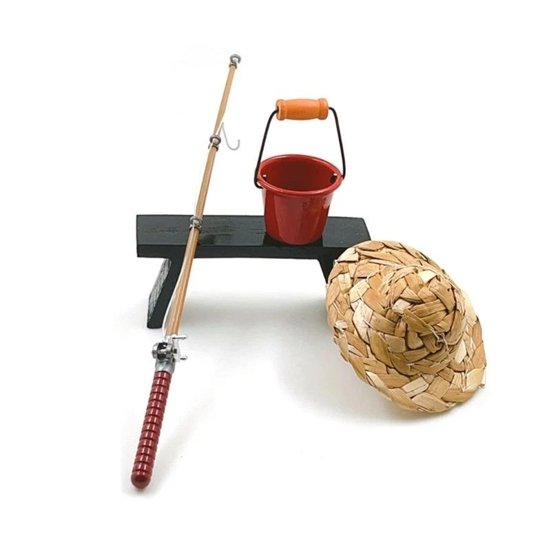 Рыболовное снаряжение для ролевых игр, масштабная модель 1/12, аксессуары, пластиковый стержень, стул-ведро, безопасное для 15UB