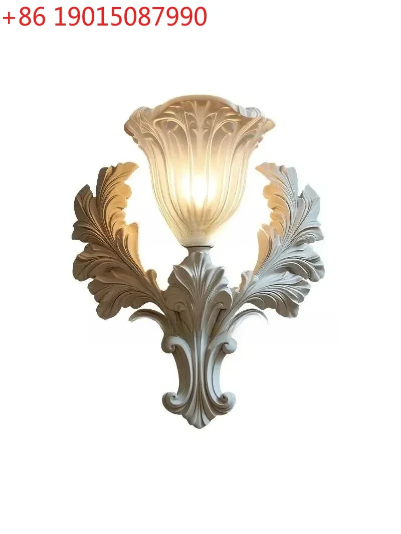 

French wall lamp tooling background wall carving villa living room home decoration retro art