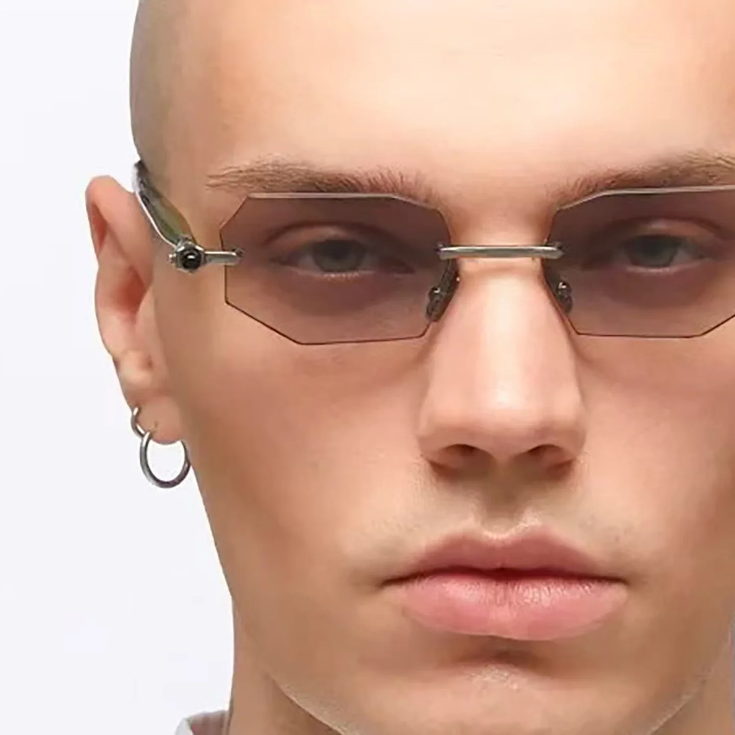 

Octagon Rimless Sunglasses Women UV400 Protection Retro Designer Acetate Temple Fashion Vintage Eyewear gothic luxury designer